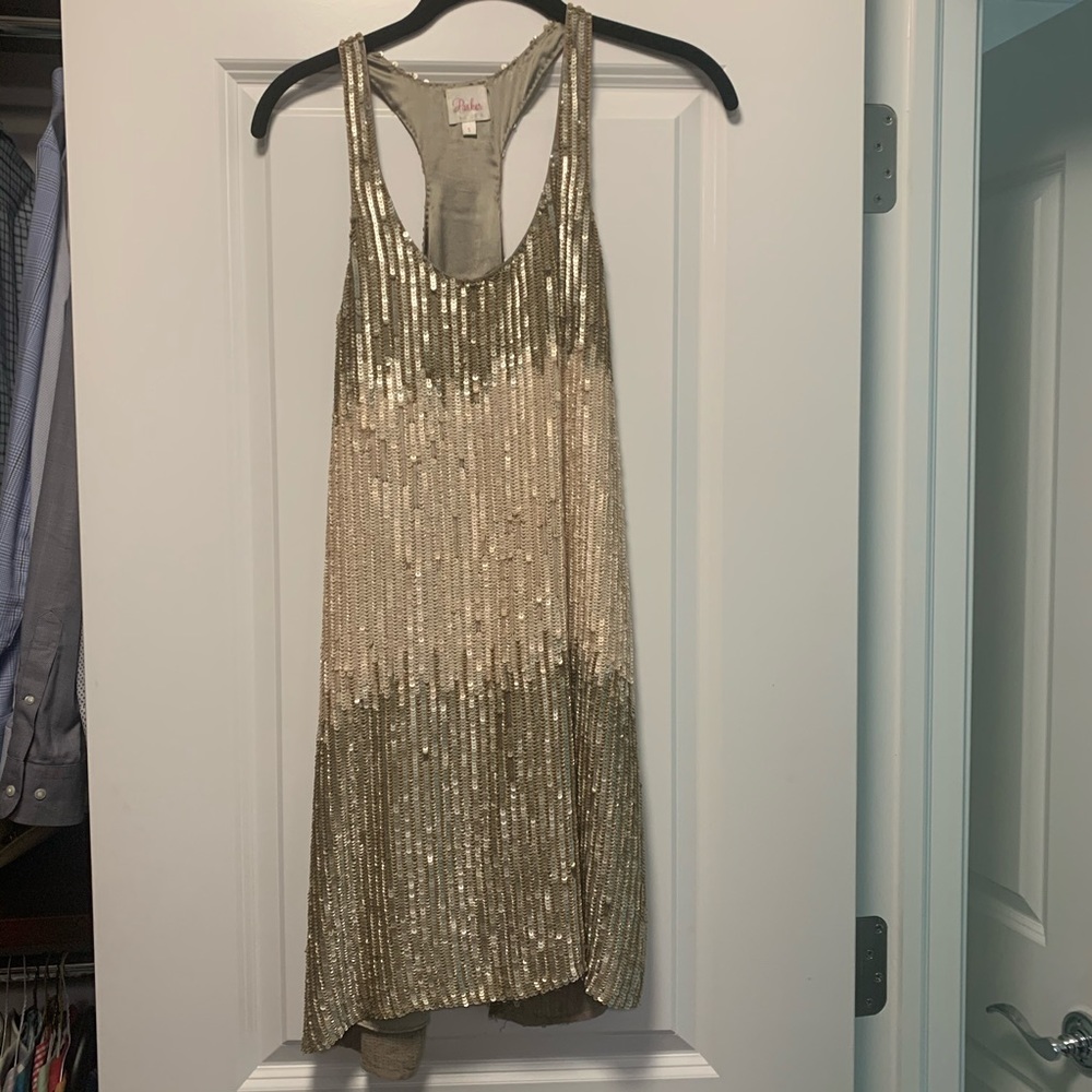 Parker Silk Sequin Mini Racerback Dress Size Small